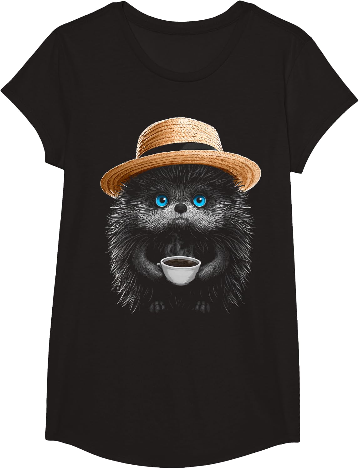 Hedgehog Lover Graphic T-Shirt - Girls Black
