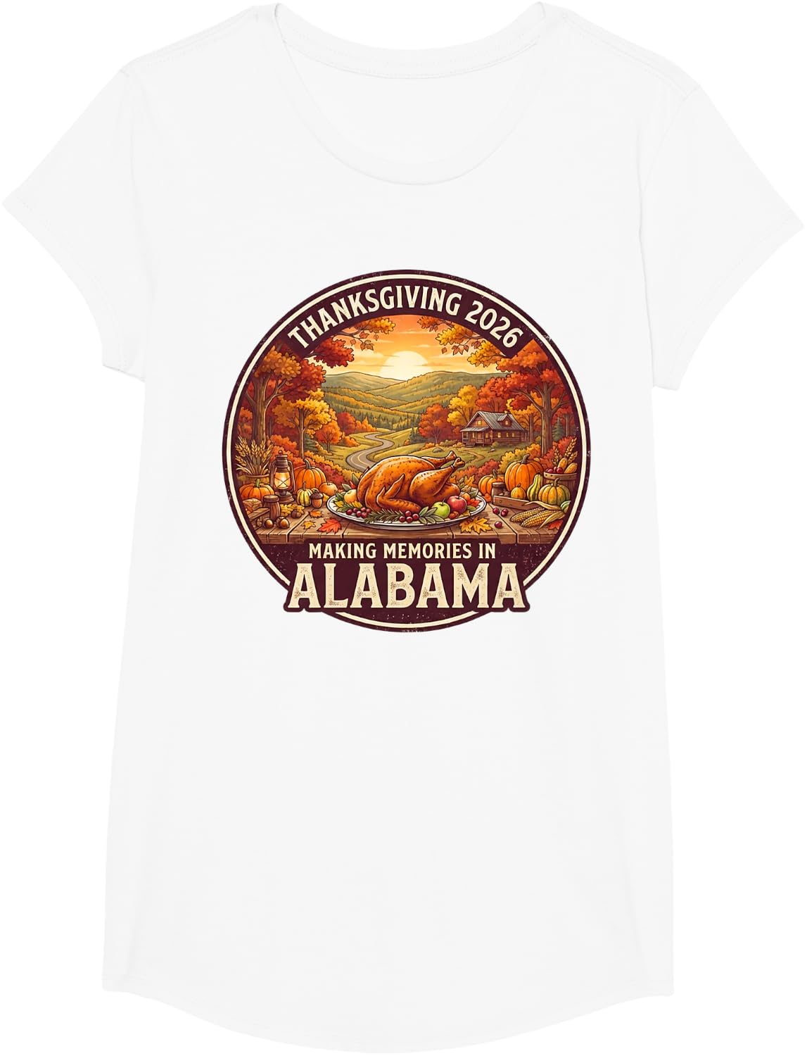 Alabama Thanksgiving 2026 Family Vacation Reunion Holiday T-Shirt - Girls White