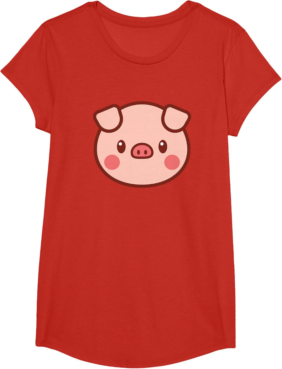 Pig Face Shirt Gift For Pig Lover T-Shirt - Girls Red