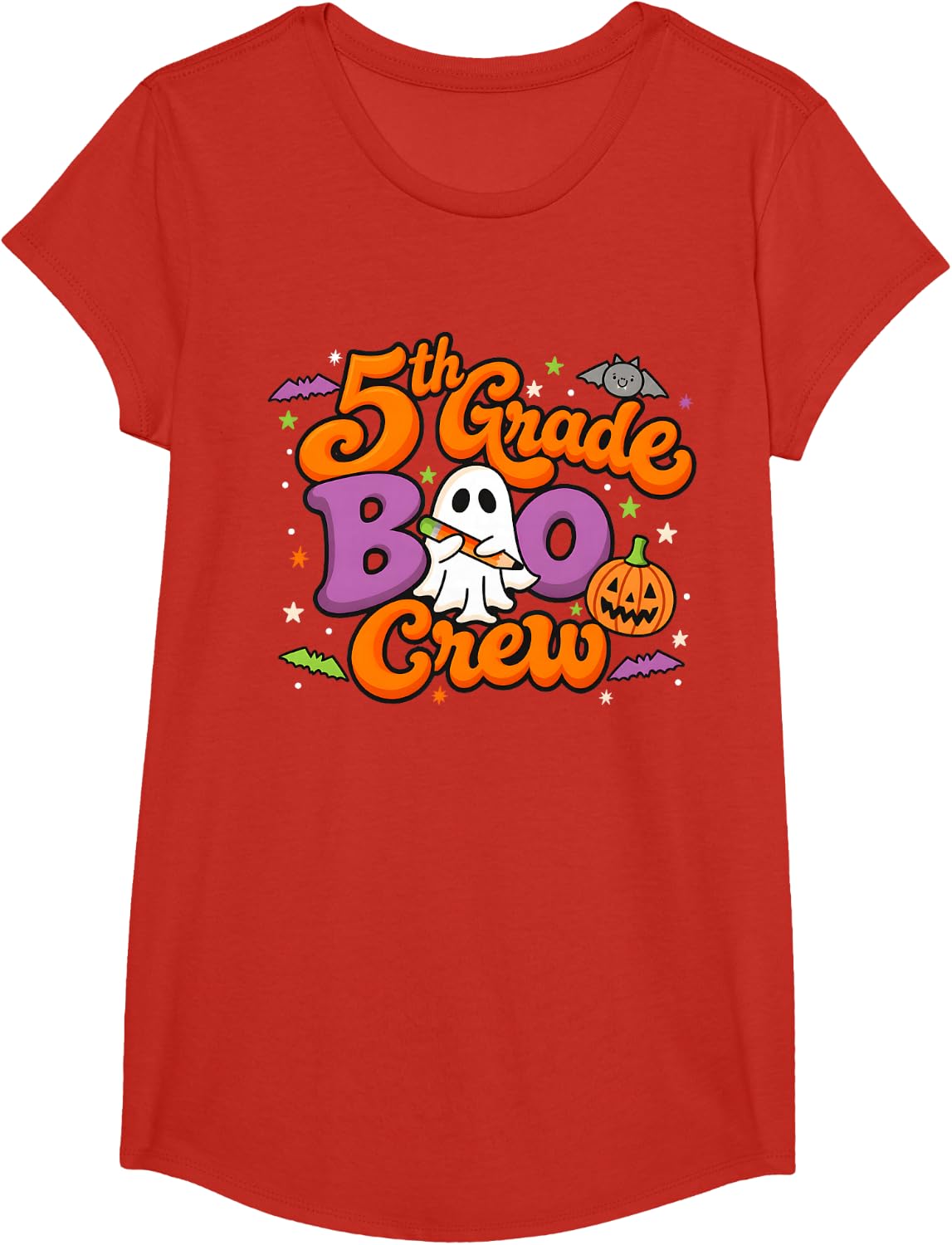 Cute 5th Grade Kids Halloween Costume 5th Grade Boo Crew T-Shirt - Girls Red