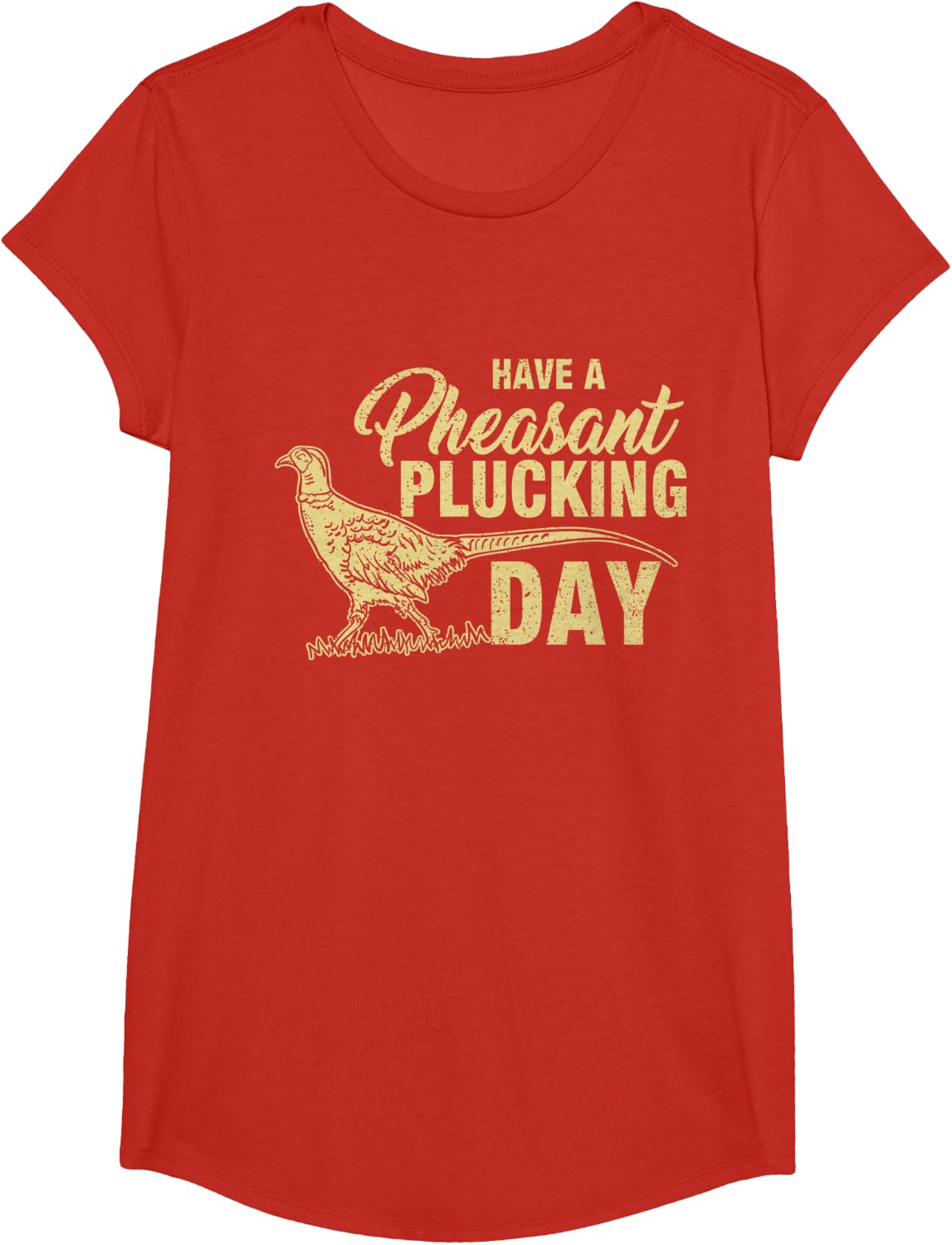 Funny Pheasant Hunting Plucking T Shirt Gift T-Shirt - Girls Red