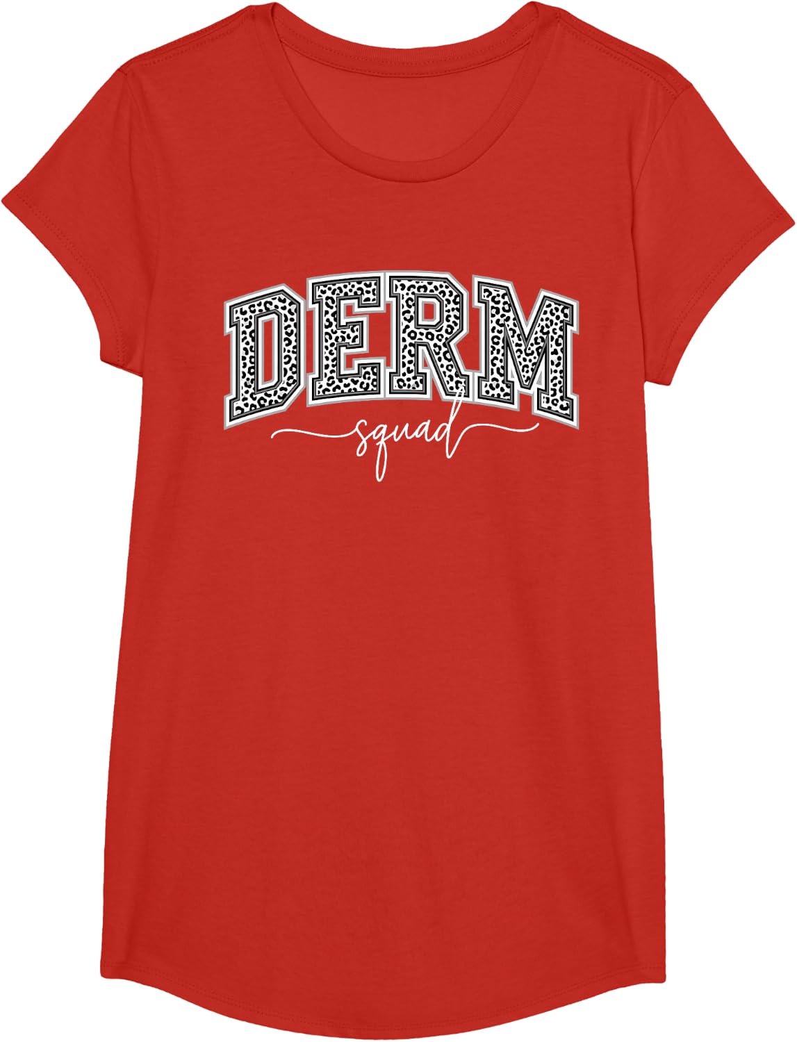 Cosmetic Dermatology Team Shirt Women, Leopard Derm Squad T-Shirt - Girls Red