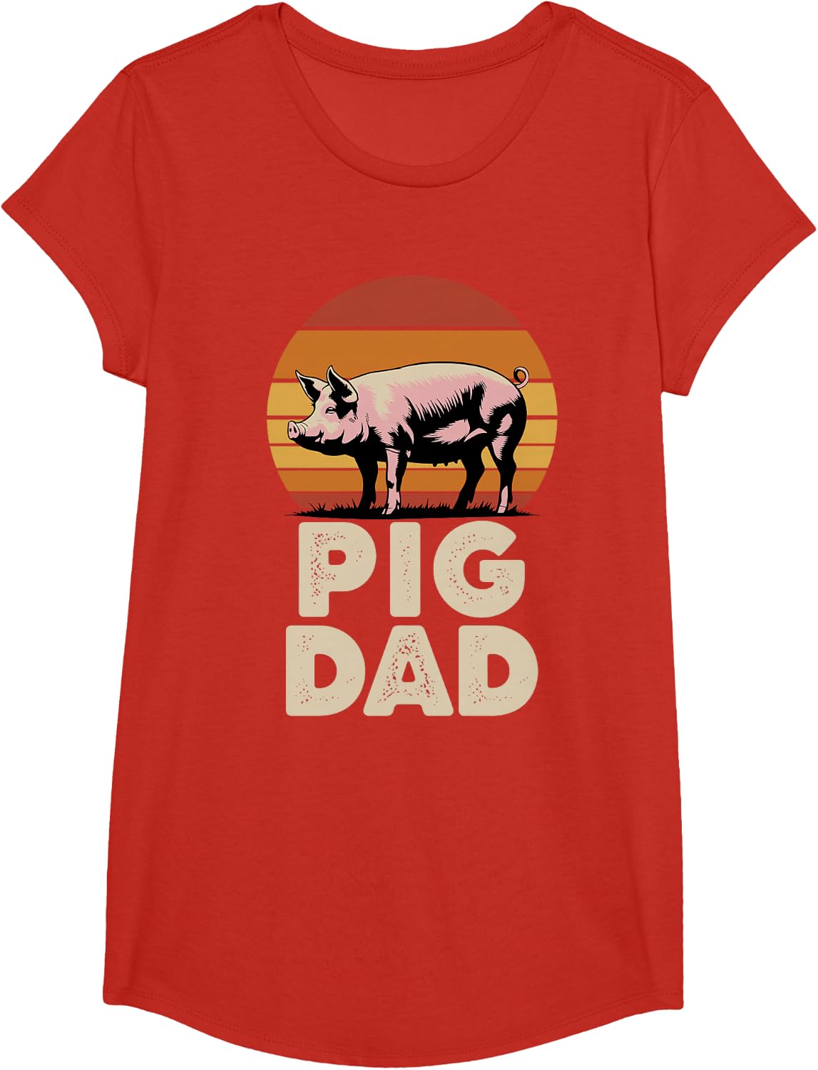 Pig Dad Design for Men Boys Dad Show Pig Farming Pig Dad T-Shirt - Girls Red