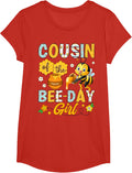 Cousin Of The Bee-Day Girl Funny Bee Birthday Party T-Shirt - Girls Red