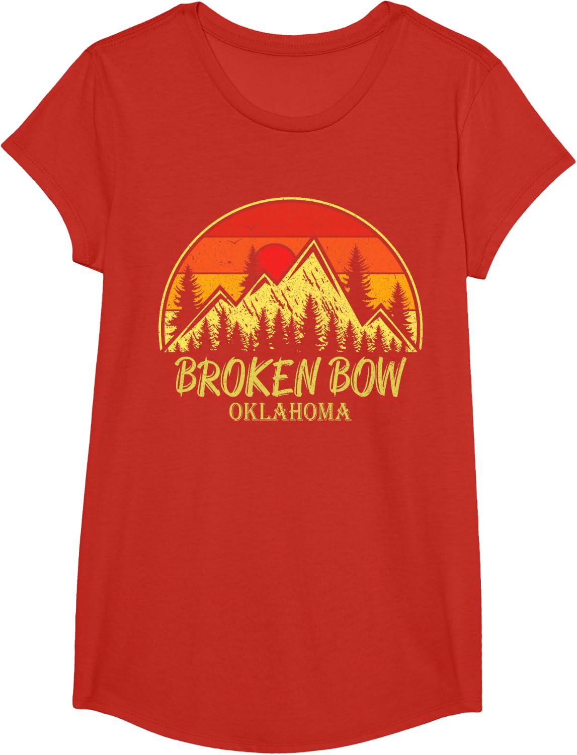 Vintage Broken Bow Oklahoma OK Mountains Hiking Souvenir T-Shirt - Girls Red