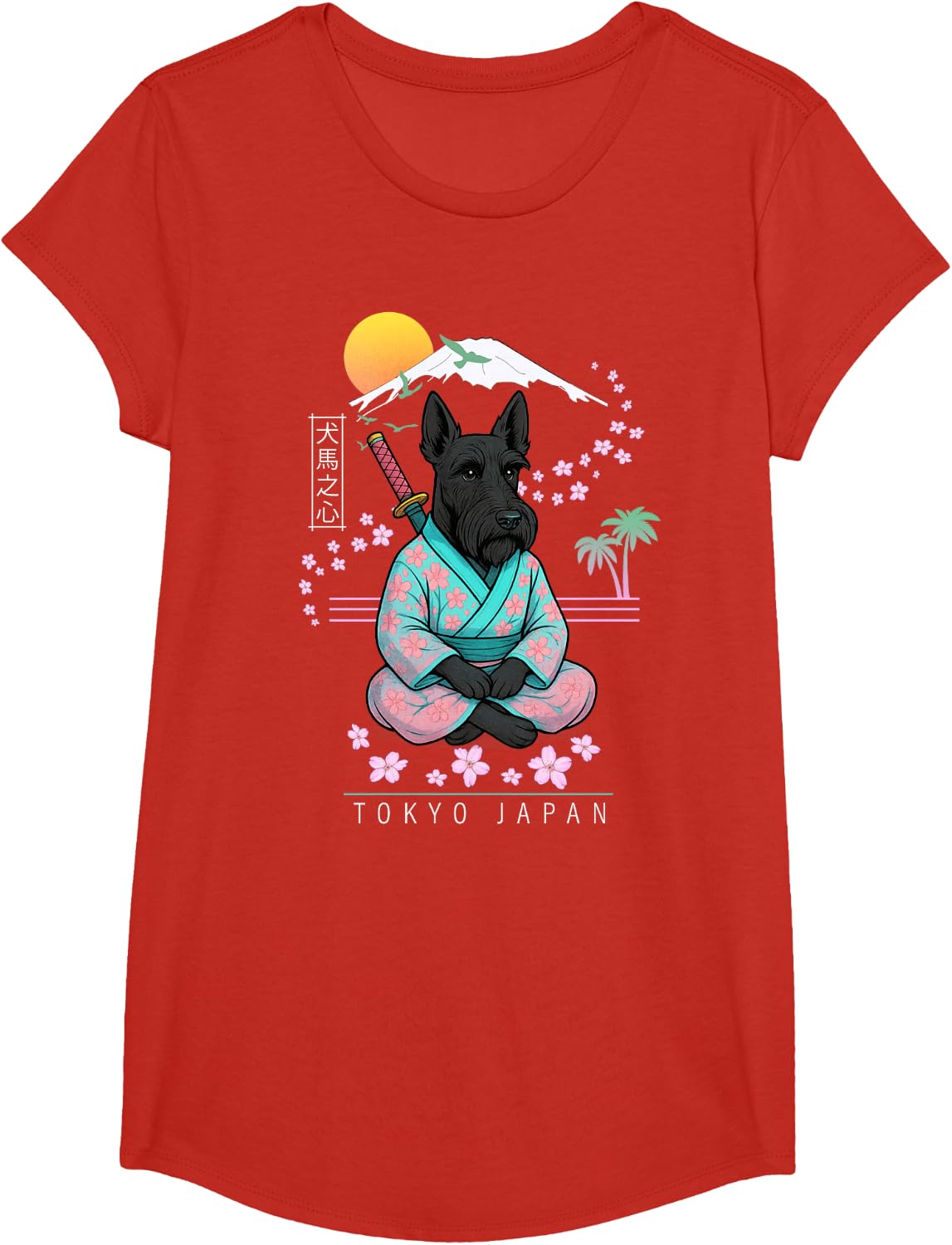 Scottish Terrier Aberdeen Terrier T-Shirt - Girls Red