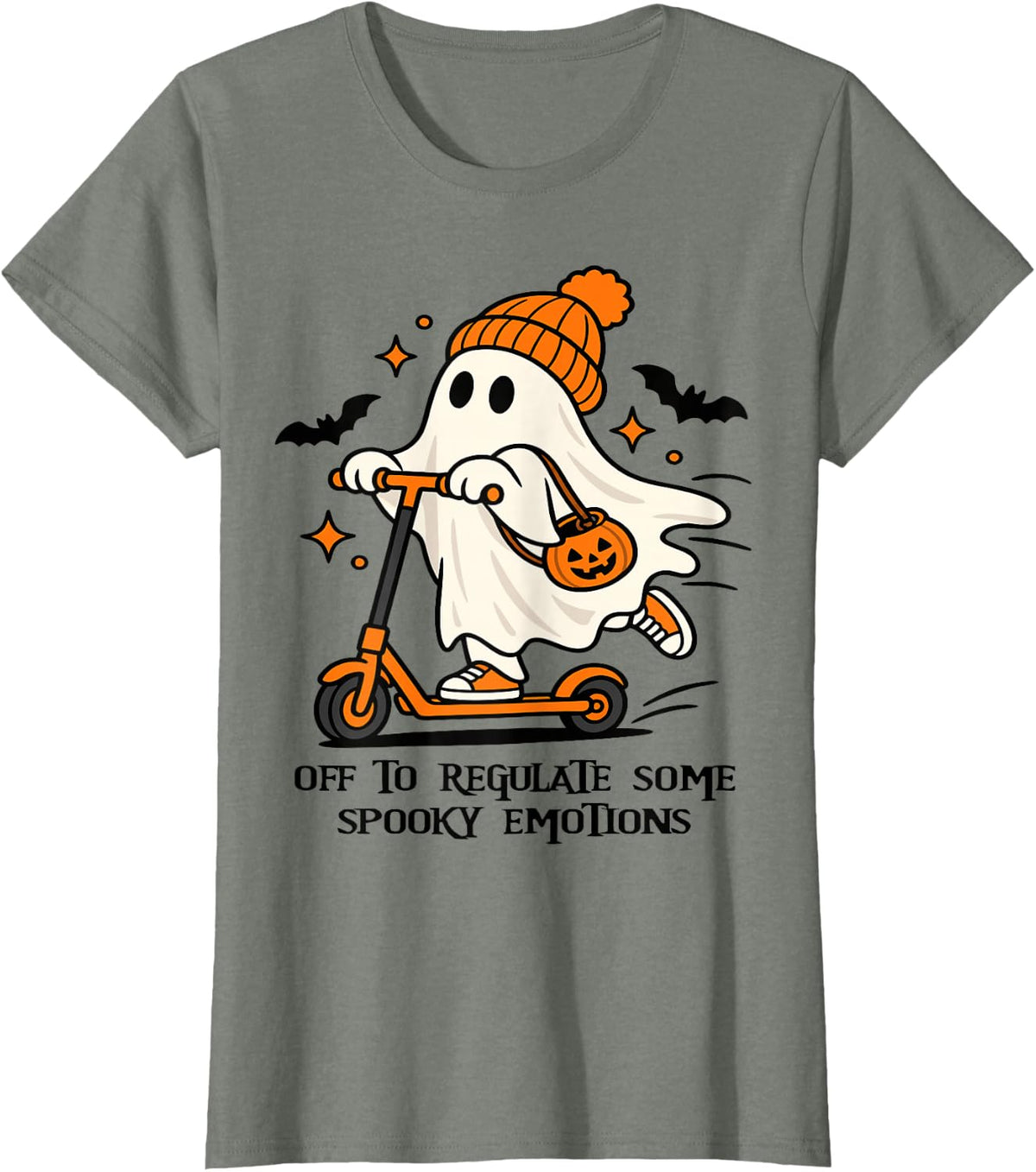 Off to Regulate Some Spooky Emotions Therapist Halloween T-Shirt - Olive Heather