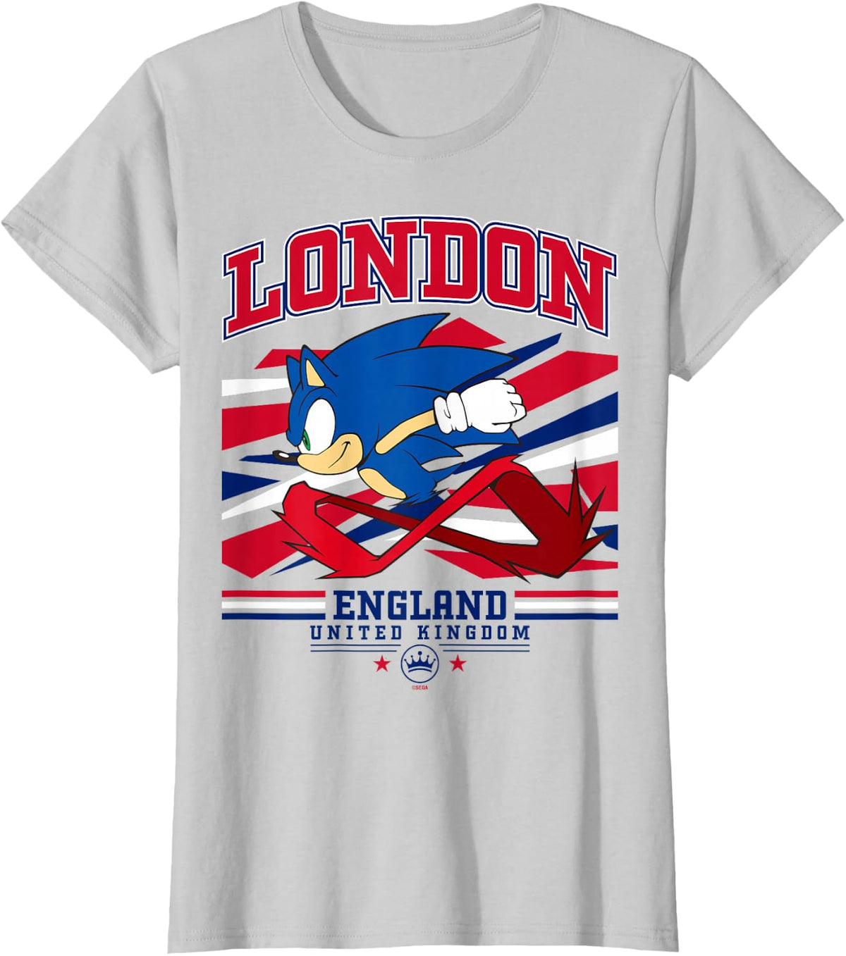 Sonic the Hedgehog London Calling Souvenir Travel T-Shirt - Silver Grey