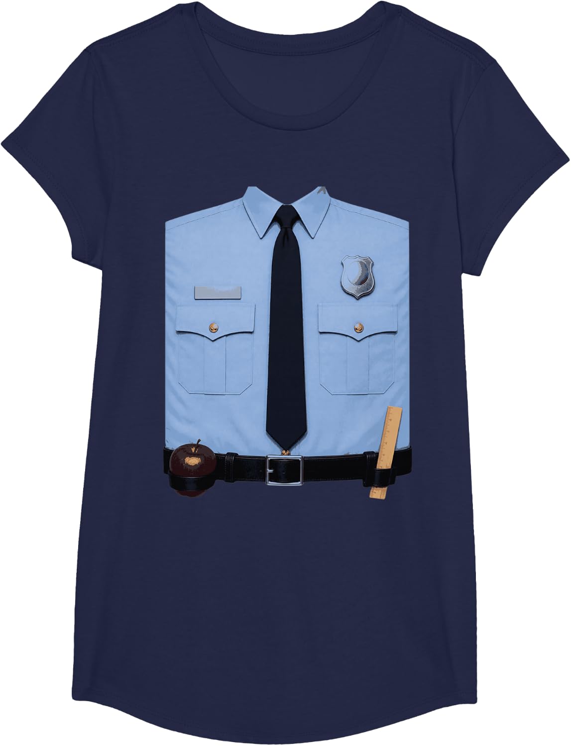 Halloween Costume Police Officer Kids Girls T-Shirt - Girls Navy Blue