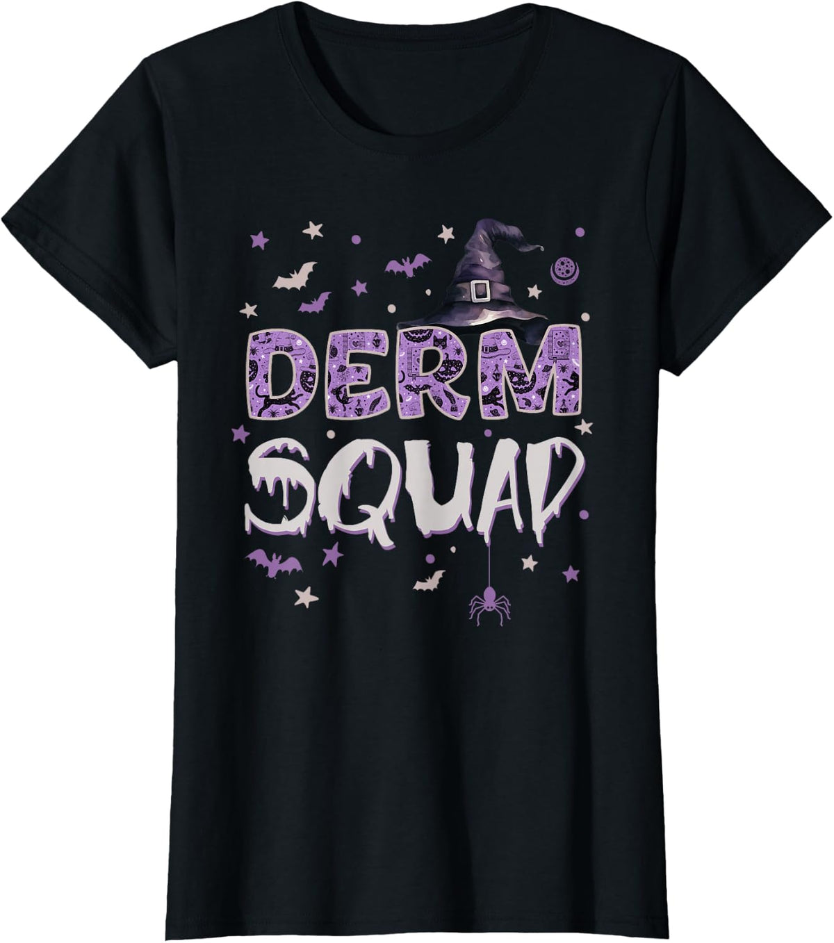 Derm Squad Halloween Fun Dermatologist Witch T-Shirt - Black