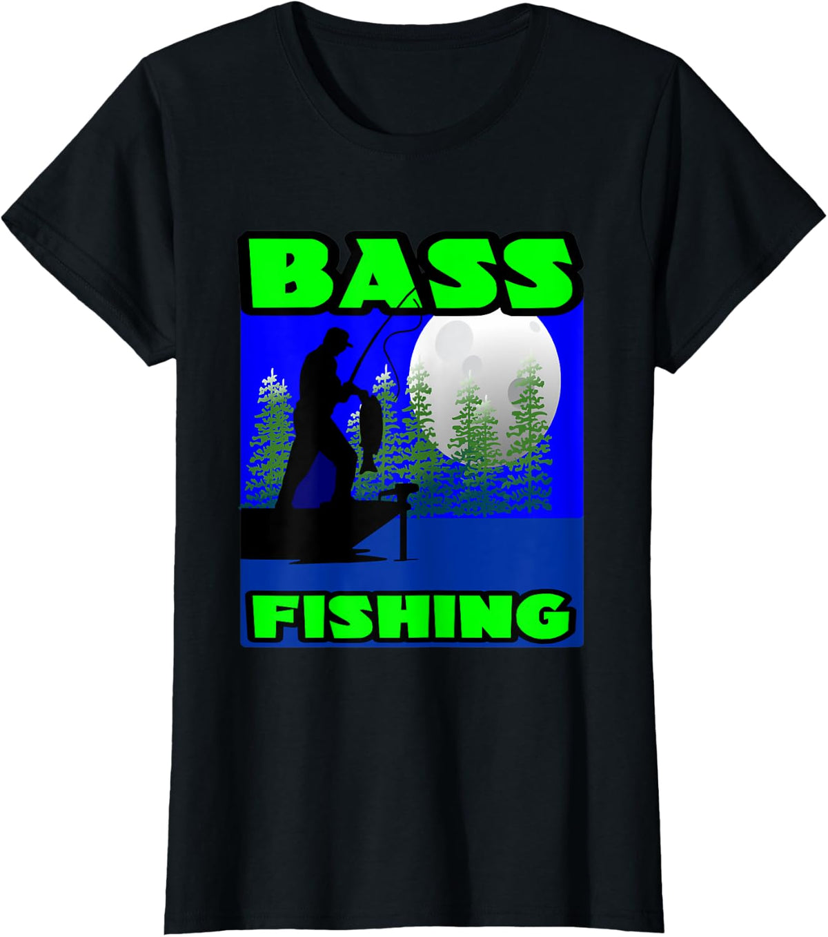 Bass Fishing Angler Fishing T-Shirt - Black
