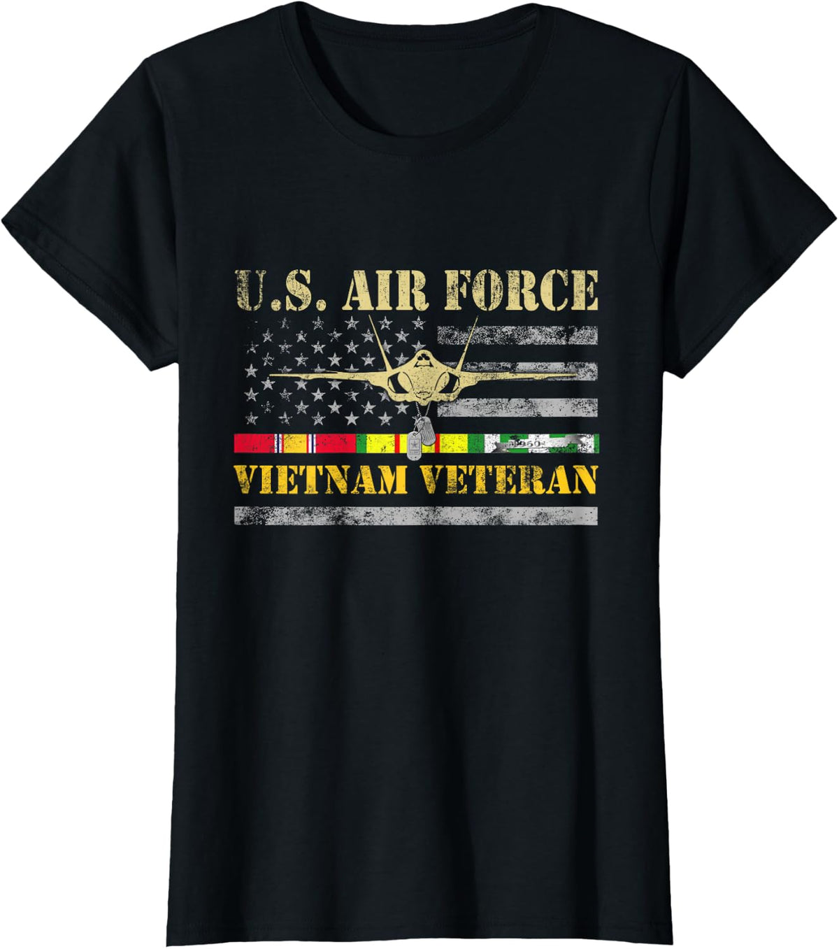 U.S Air Force Vietnam Veteran Shirt USAF Veteran Flag Gift T-Shirt - Black