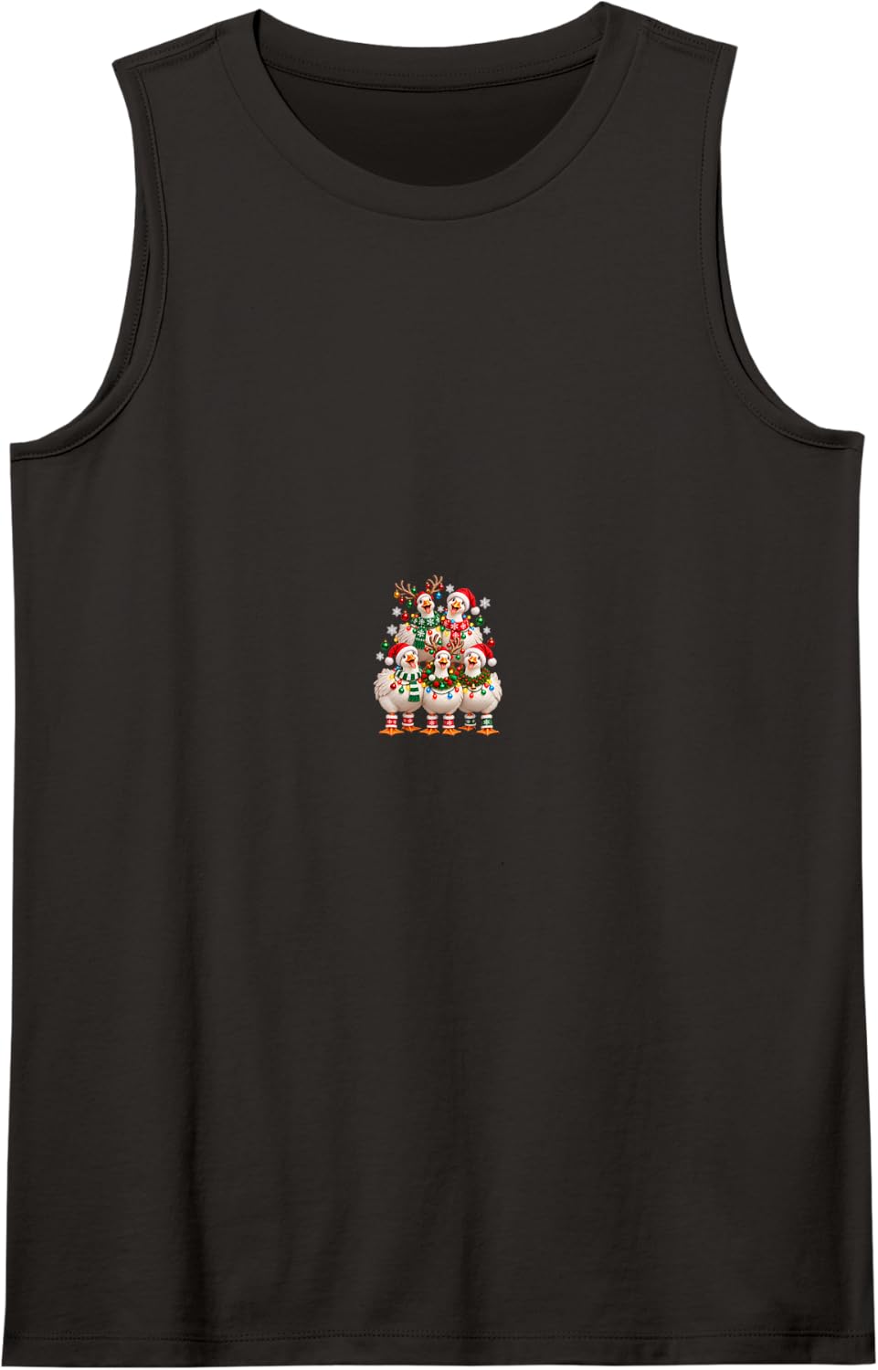 Christmas Lights Goose Santa Funny Xmas Trees Sleeveless Tank Top - Black