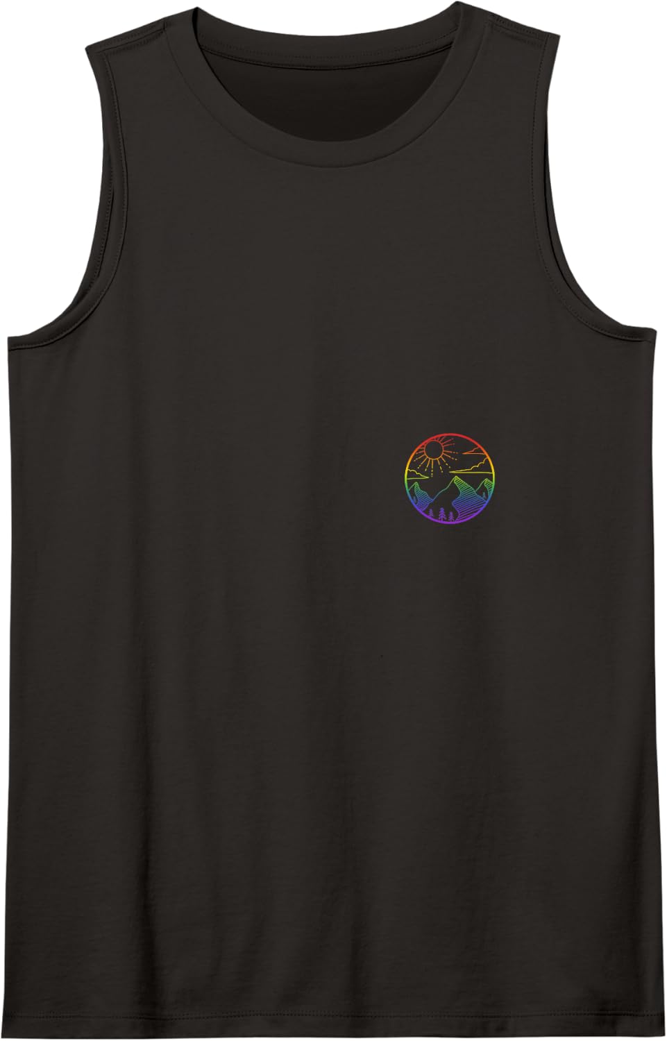 Mountain Outdoors Subtle Pride Logo Hiking Sunset LGBT Gay Tank Top - Black