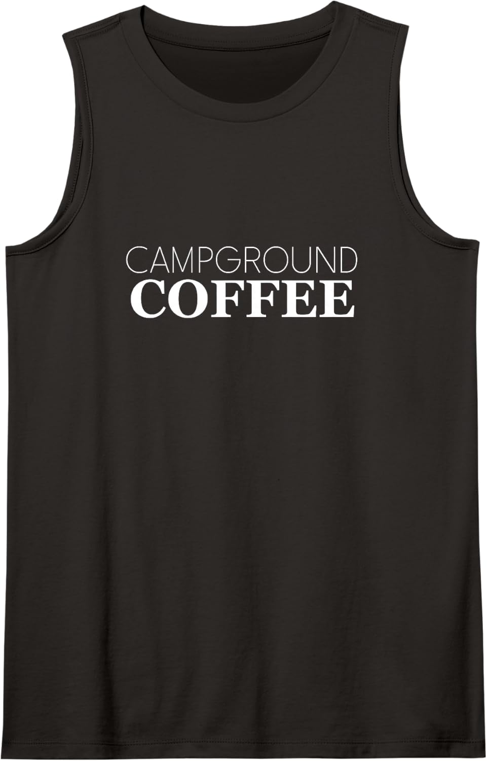 Campground Coffee Minimal Phrase Typography Sleeveless Tank Top - Black