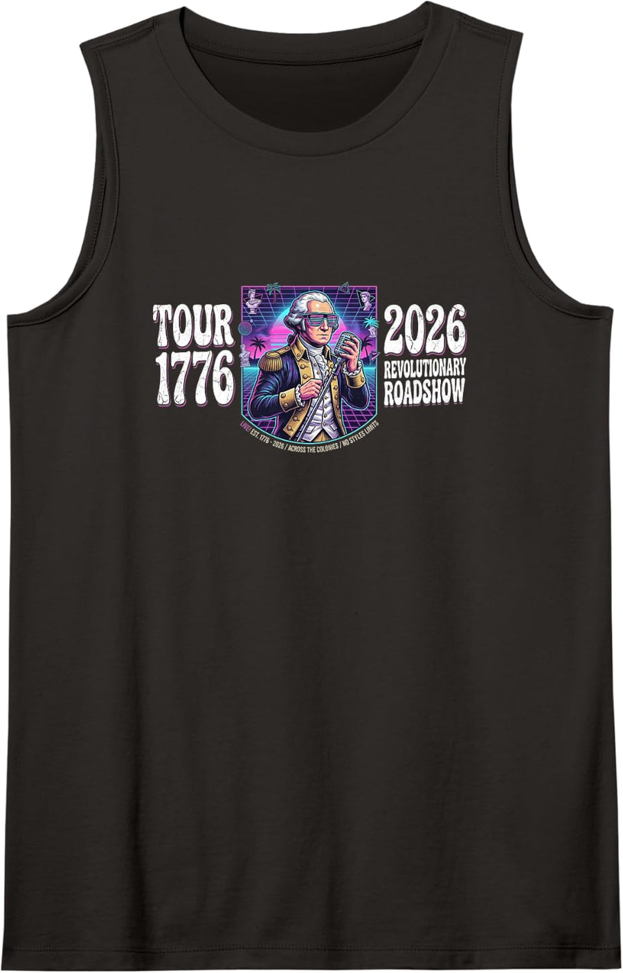 Founding Father Synthwave Tour 1776 2026 Retro Tank Top - Black