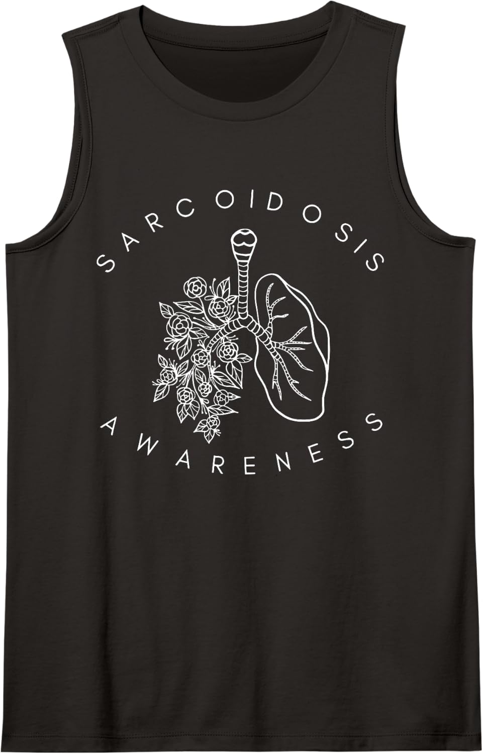 Floral Lung Sarcoidosis Awareness Pulmonary Sarcoidosis Sleeveless Tank Top - Black