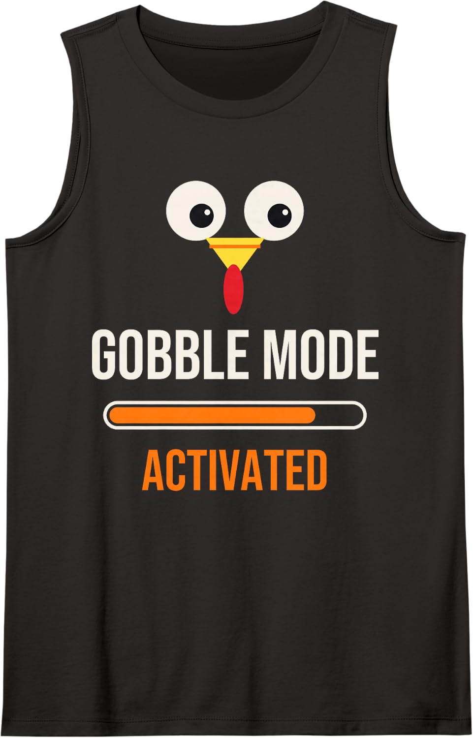 Gobble Mode Activated Funny Thanksgiving Turkey Face Sleeveless Tank Top - Black