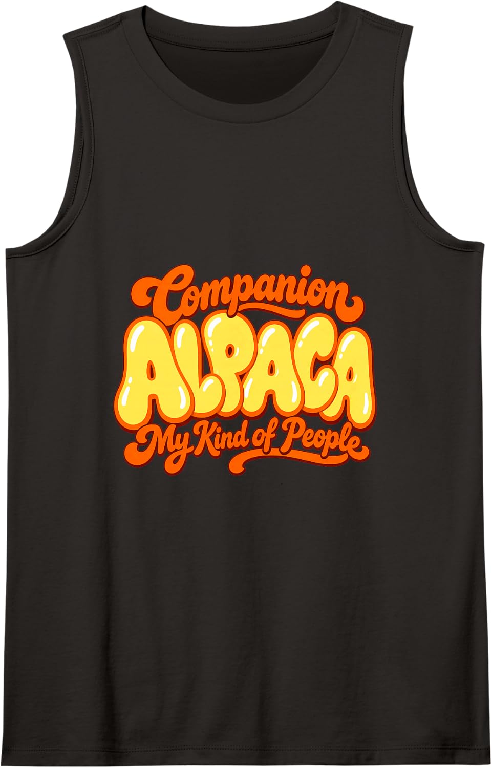 Alpaca Companion My Kind of People Cute Friendship Sleeveless Tank Top - Black