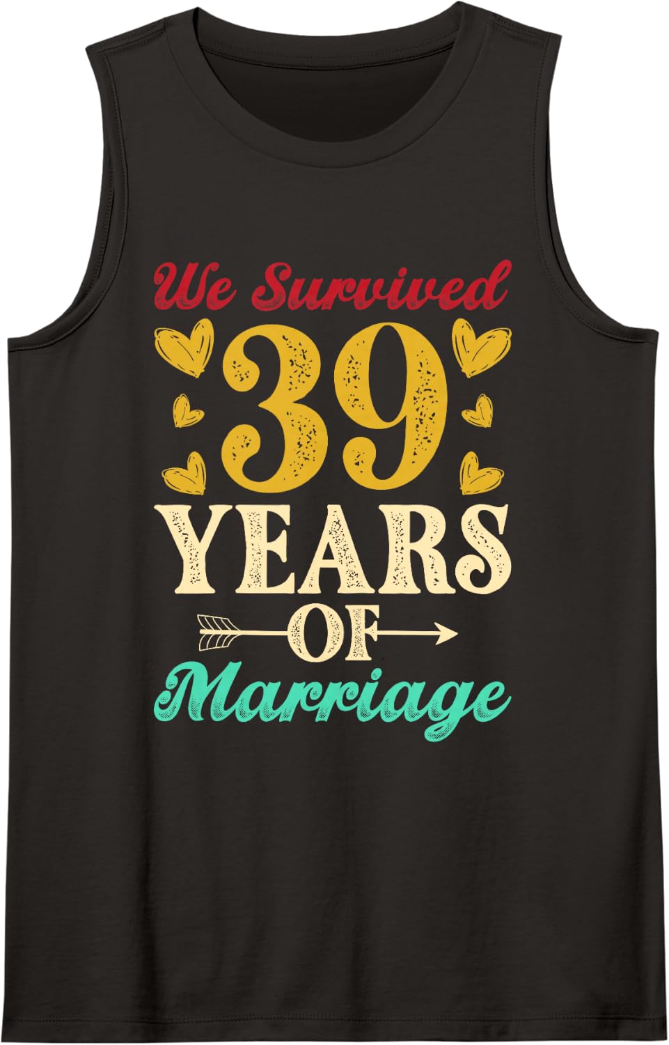 We Survived 39 Years of Marriage 39th Anniversary Wedding Sleeveless Tank Top - Black
