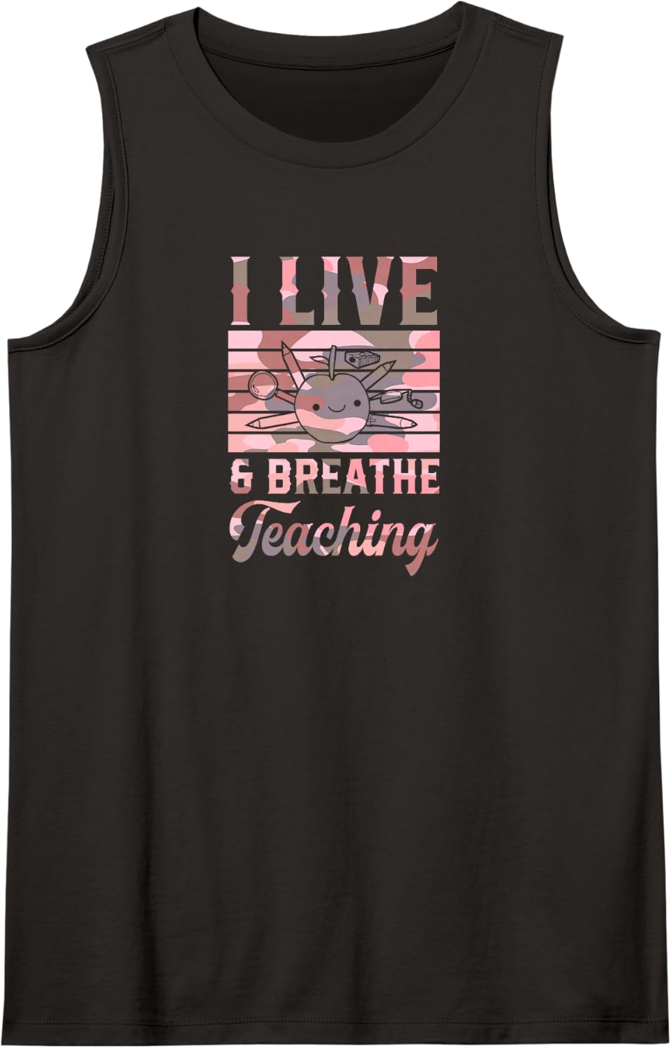 I Live and Breathe Teaching Sleeveless Tank Top - Black
