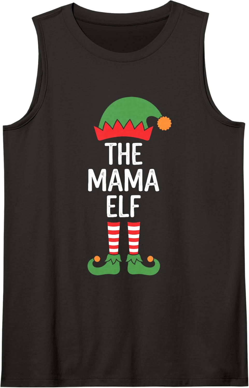 The Mama Elf Funny Matching Family Christmas for Moms Sleeveless Tank Top - Black