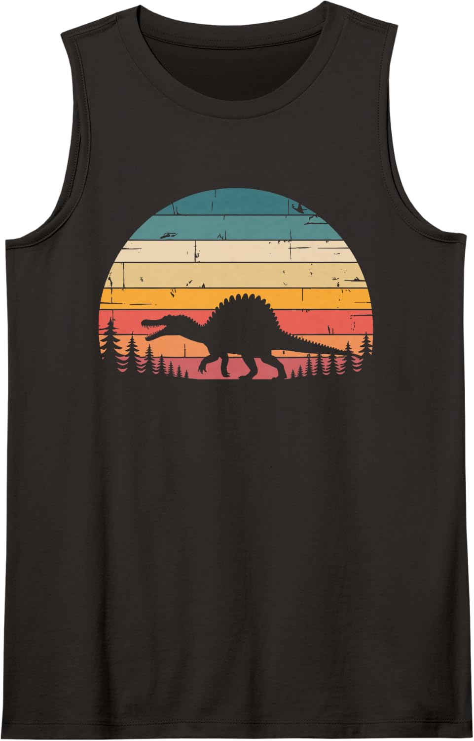 Funny Spinosaurus Design for Men Women Kids Dino Spinosaurus Sleeveless Tank Top - Black