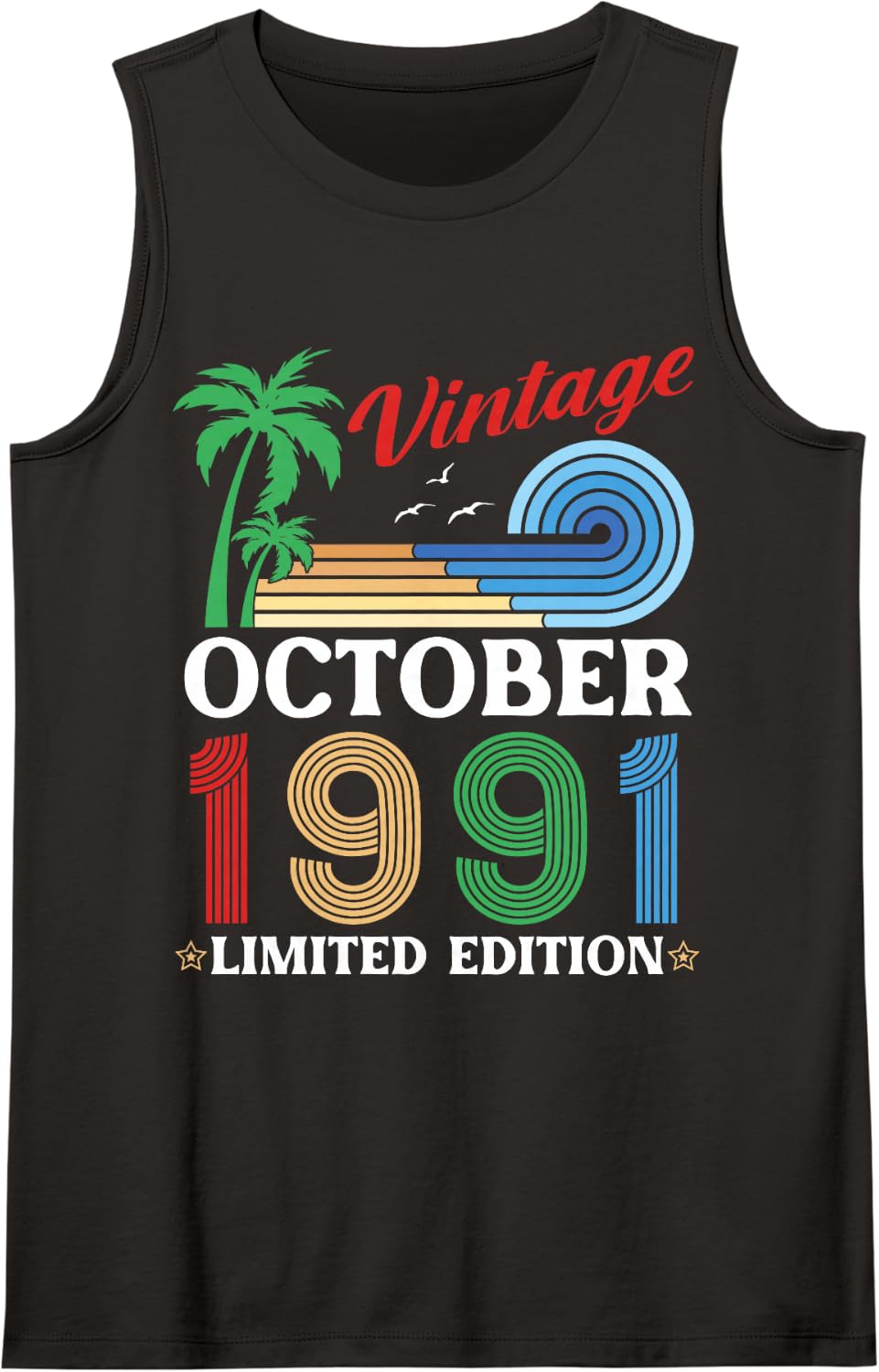 Vintage October 1991 Limited Edition 35 Years Old Birthday Tank Top - Black