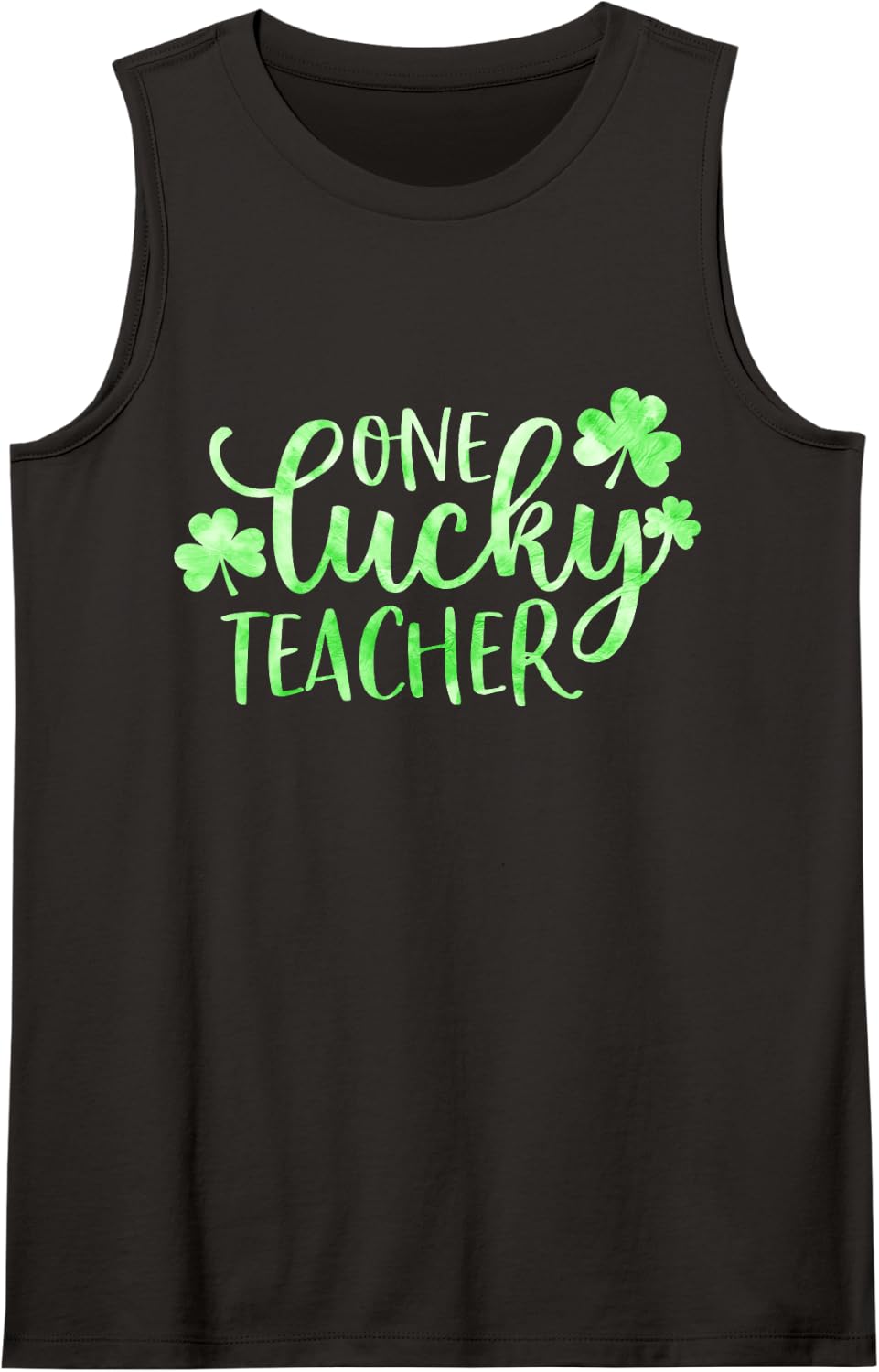 Tie Dye Shamrock One Lucky Teacher St. Patrick's Day School Sleeveless Tank Top - Black