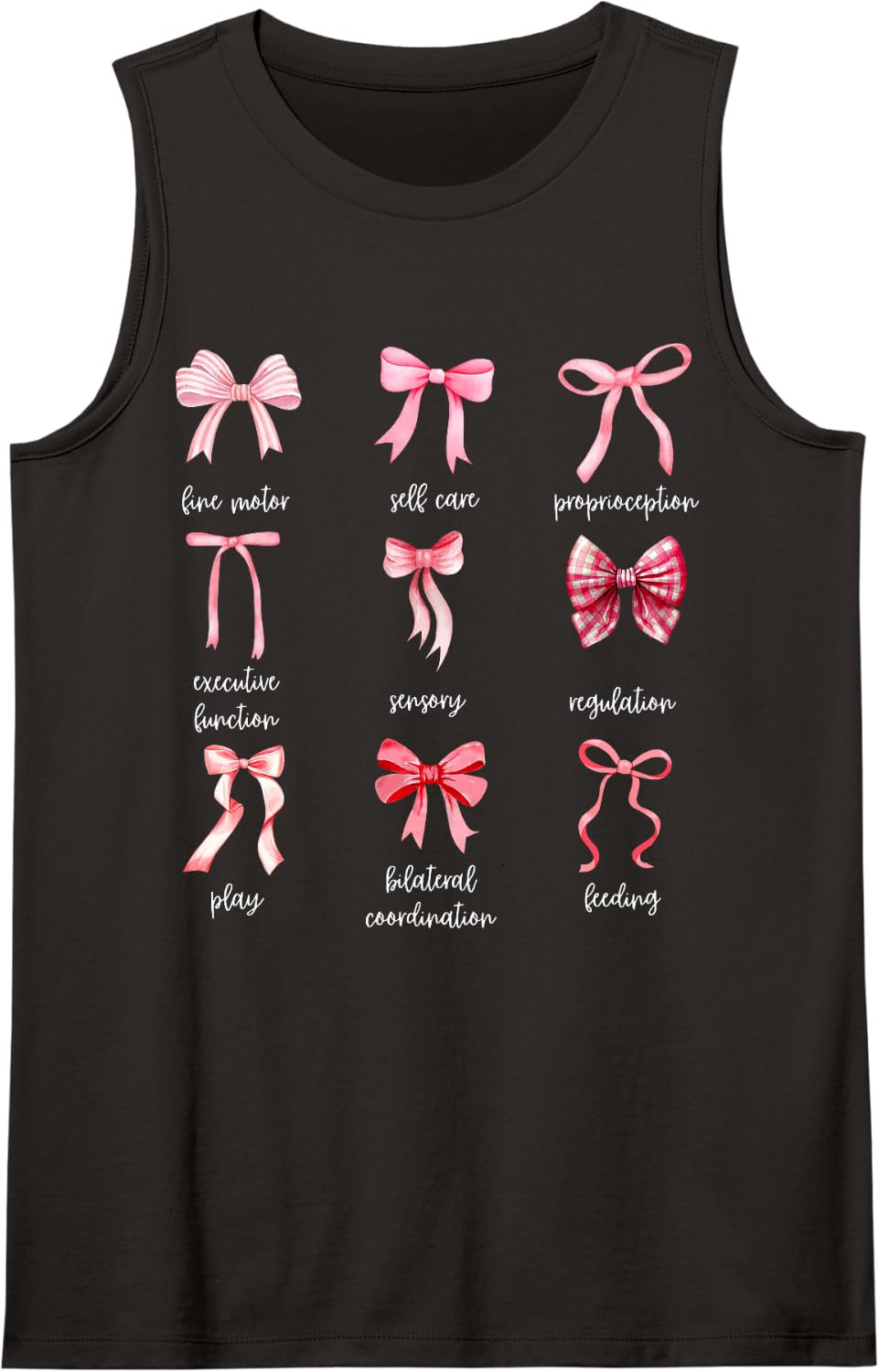 Coquette Bows Balletcore Occupational Therapy OT Therapist Sleeveless Tank Top - Black