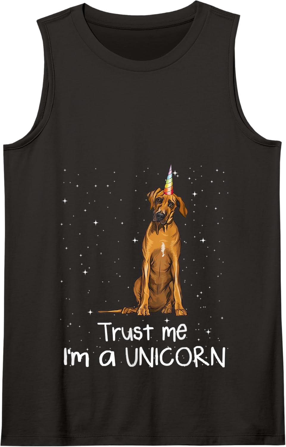 Rhodesian Ridgeback Trust Me I'm A Unicorn Dog Tank Top - Black