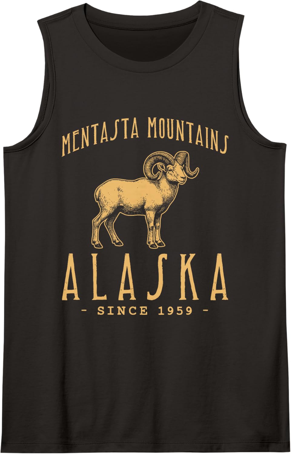 MENTASTA Mountains Alaska Dall Sheep Sleeveless Tank Top - Black