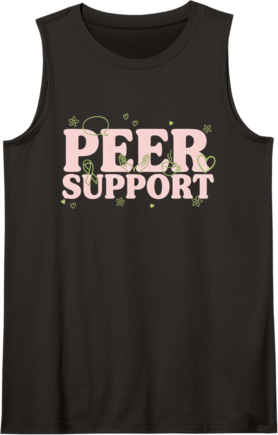 Peer Support Specialist Mental Health Peer Mentor Counselor Sleeveless Tank Top - Black