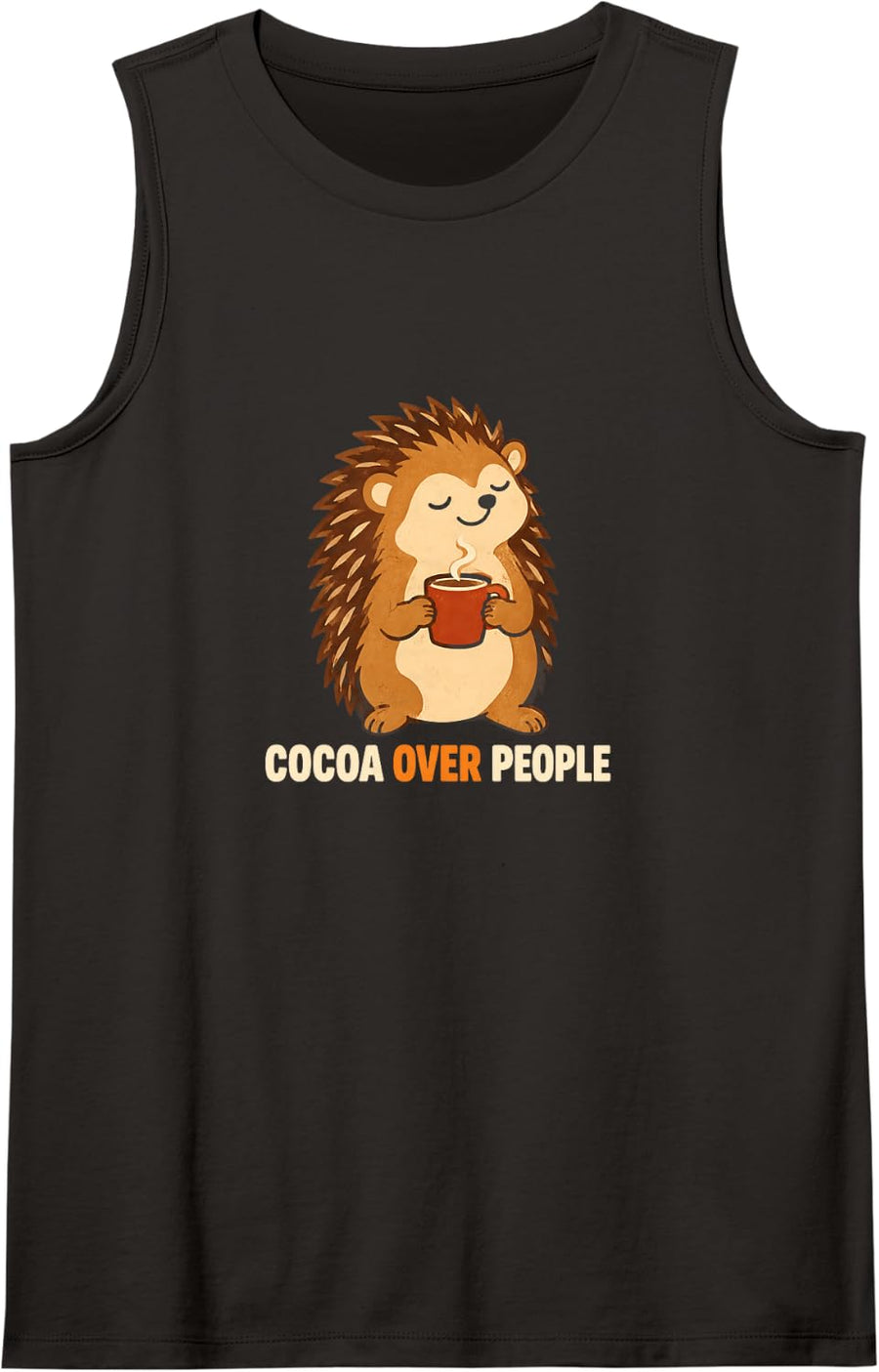 Cocoa Over People Hedgehog Cozy Fall Women Sleeveless Tank Top - Black