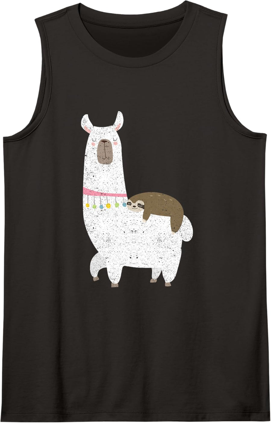 Christmas Alpaca Cute Sloth Animal Holiday Winter Llama Sleeveless Tank Top - Black
