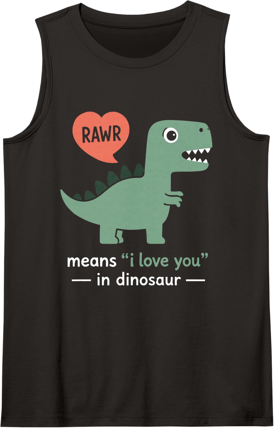 Cute Couple Romantic Rawr Means I Love You in Dinosaur Tank Top - Black