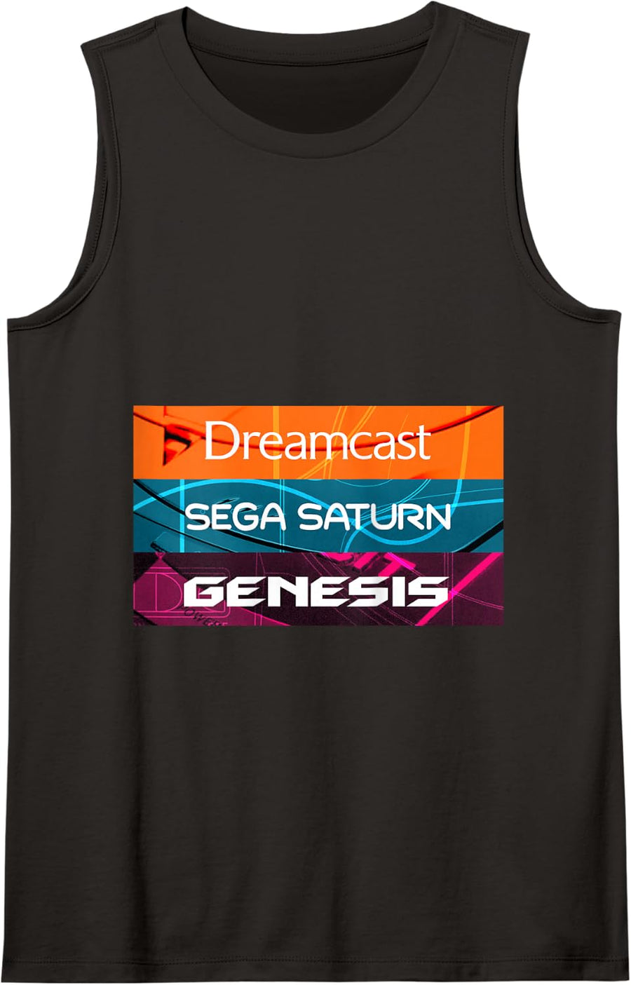 SEGA Dreamcast Genesis Saturn Classic Console Icons T-Shirt Tank Top - Black