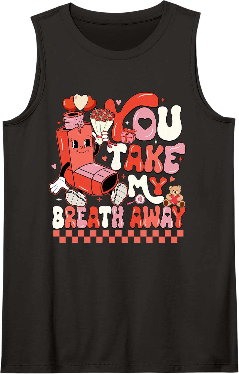 Funny You Take My Breath Away RT Lung Squad Valentine Day Sleeveless Tank Top - Black