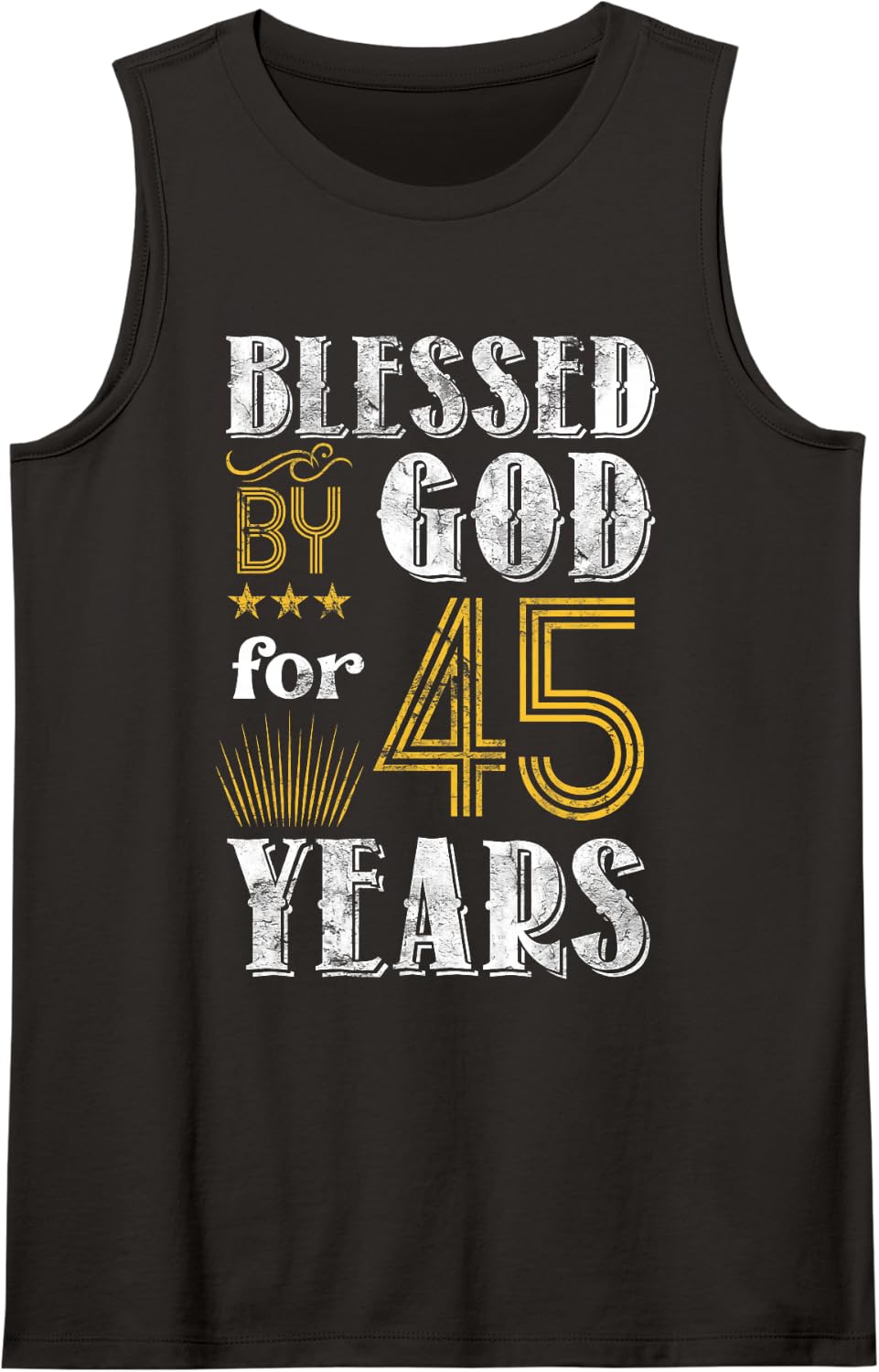 Vintage Blessed by God for 45 Year Old Birthday 45th Sleeveless Tank Top - Black