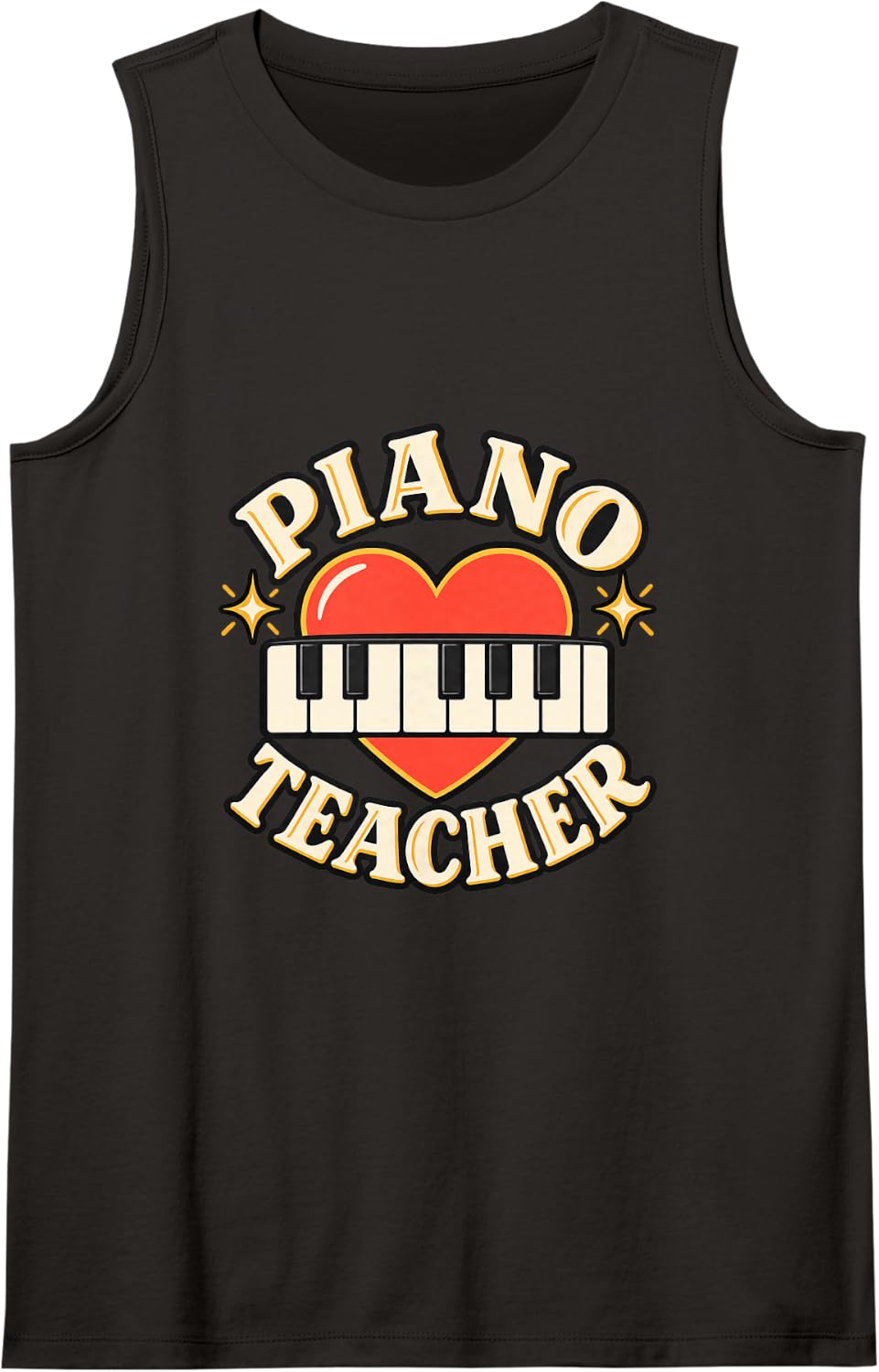 Love Piano Teacher Appreciation Heart Design Sleeveless Tank Top - Black