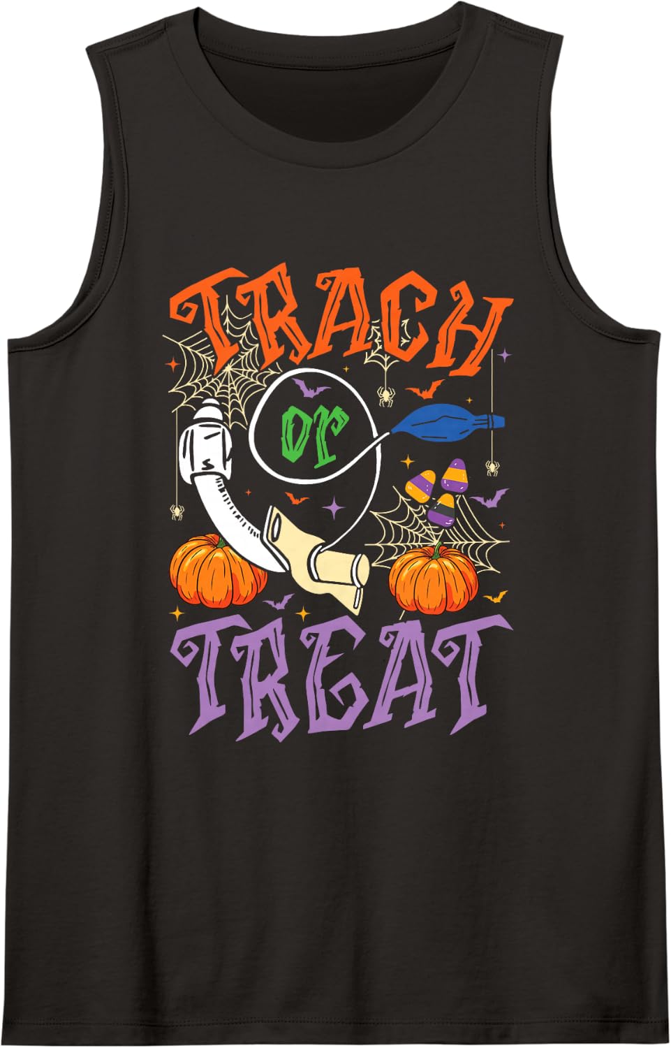 Respiratory Therapist Trach or Treat ICU RN Halloween Nurse Sleeveless Tank Top - Black