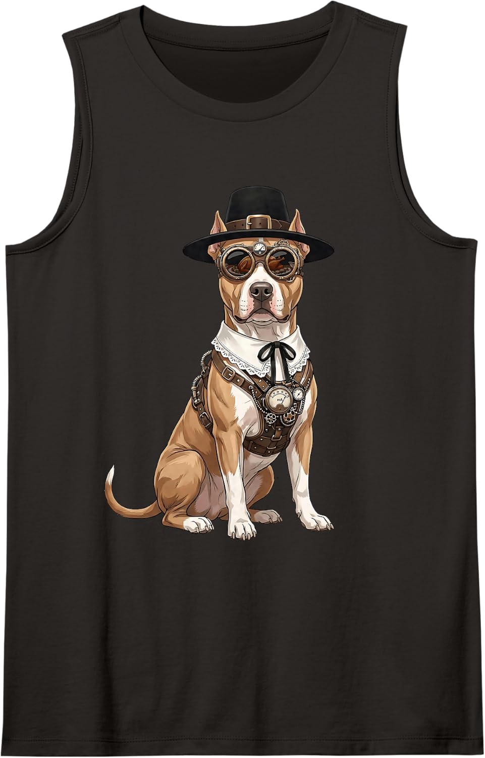 Pitbull Vintage Retro Turkey Day Dinner Autumn Fall Harvest Sleeveless Tank Top - Black