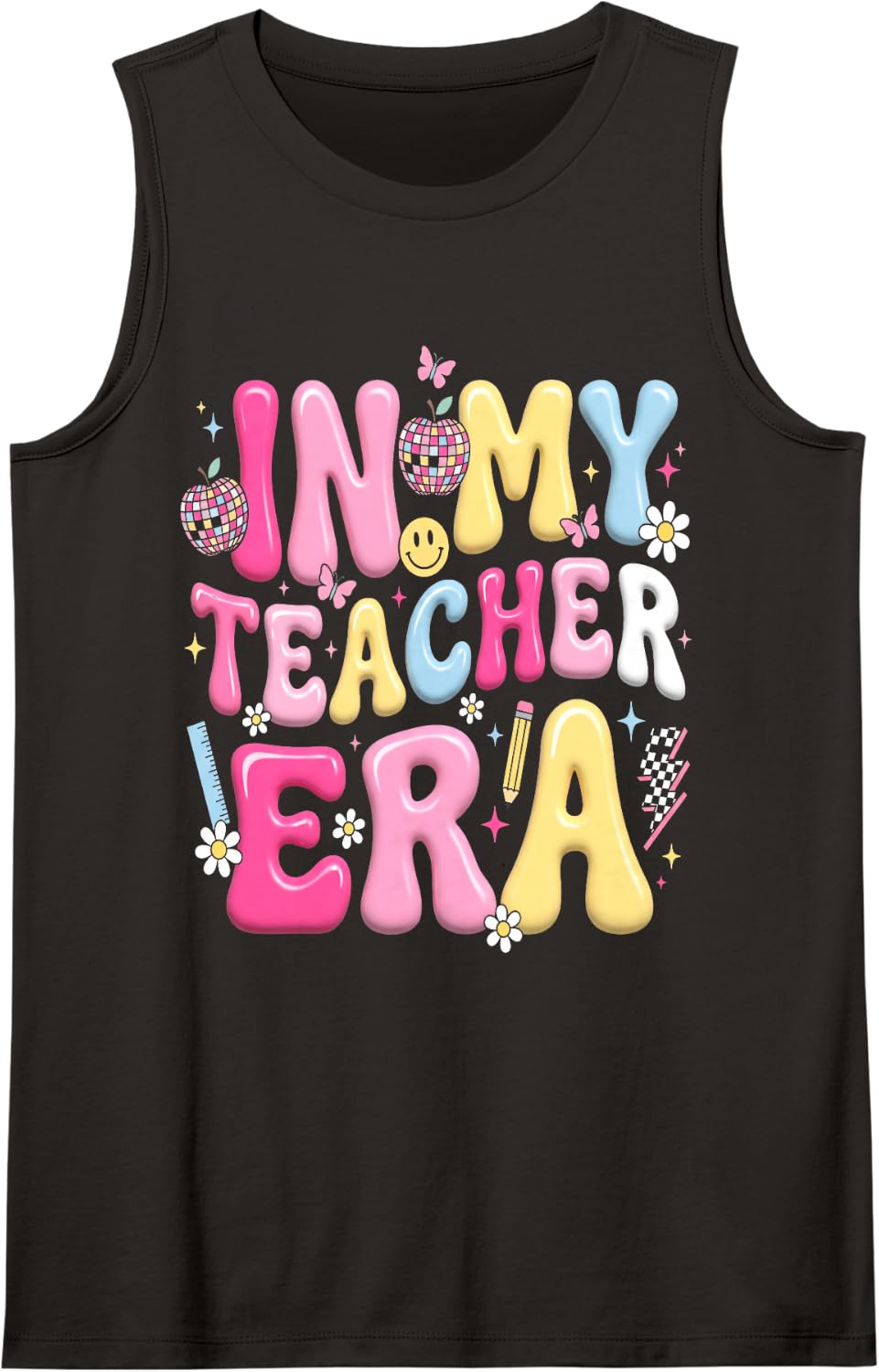 in My Teacher Era First Day of School Retro Sleeveless Tank Top - Black