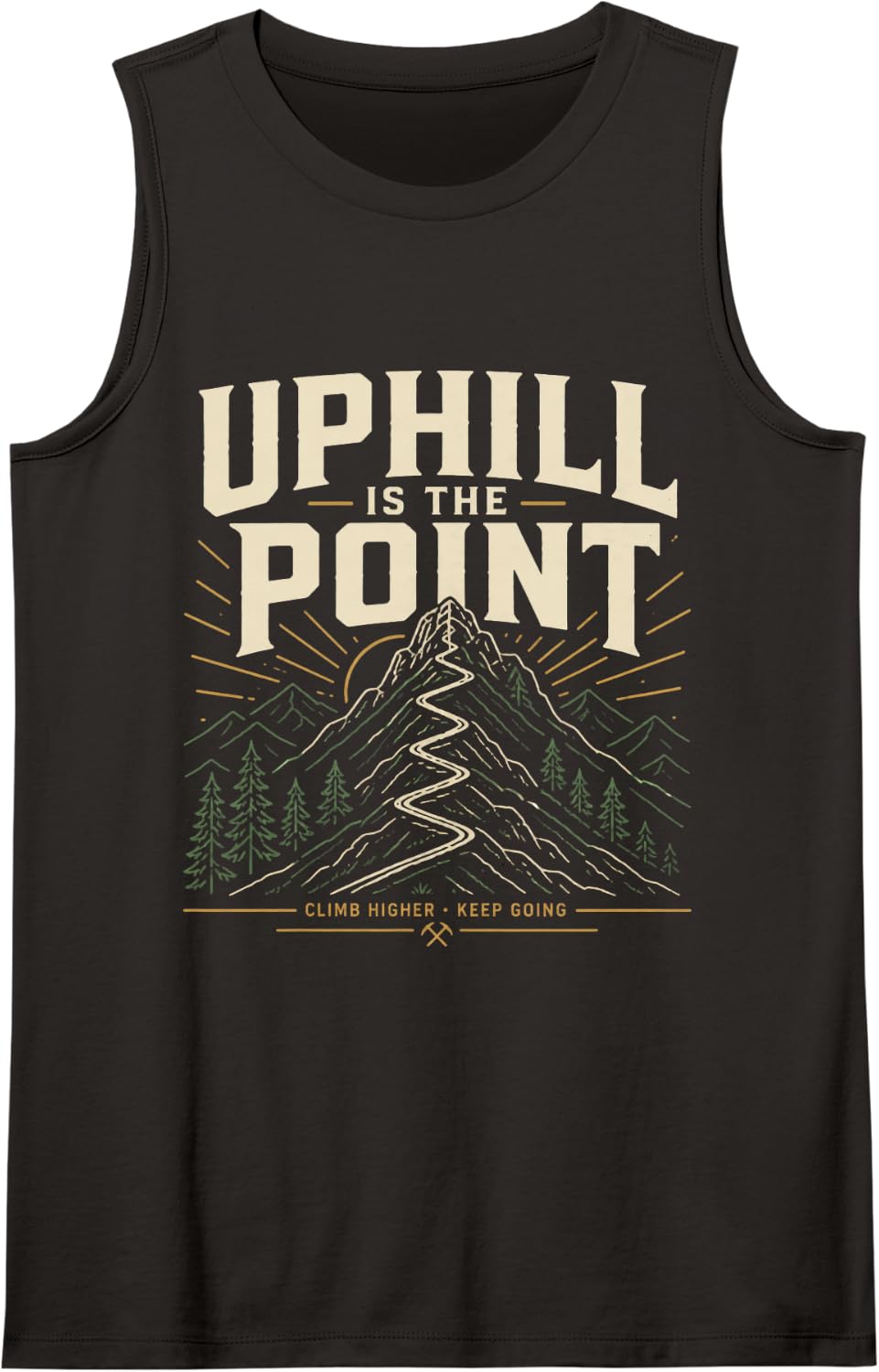 Uphill is THE Point Hiker Hiking Adventure Tank Top - Black