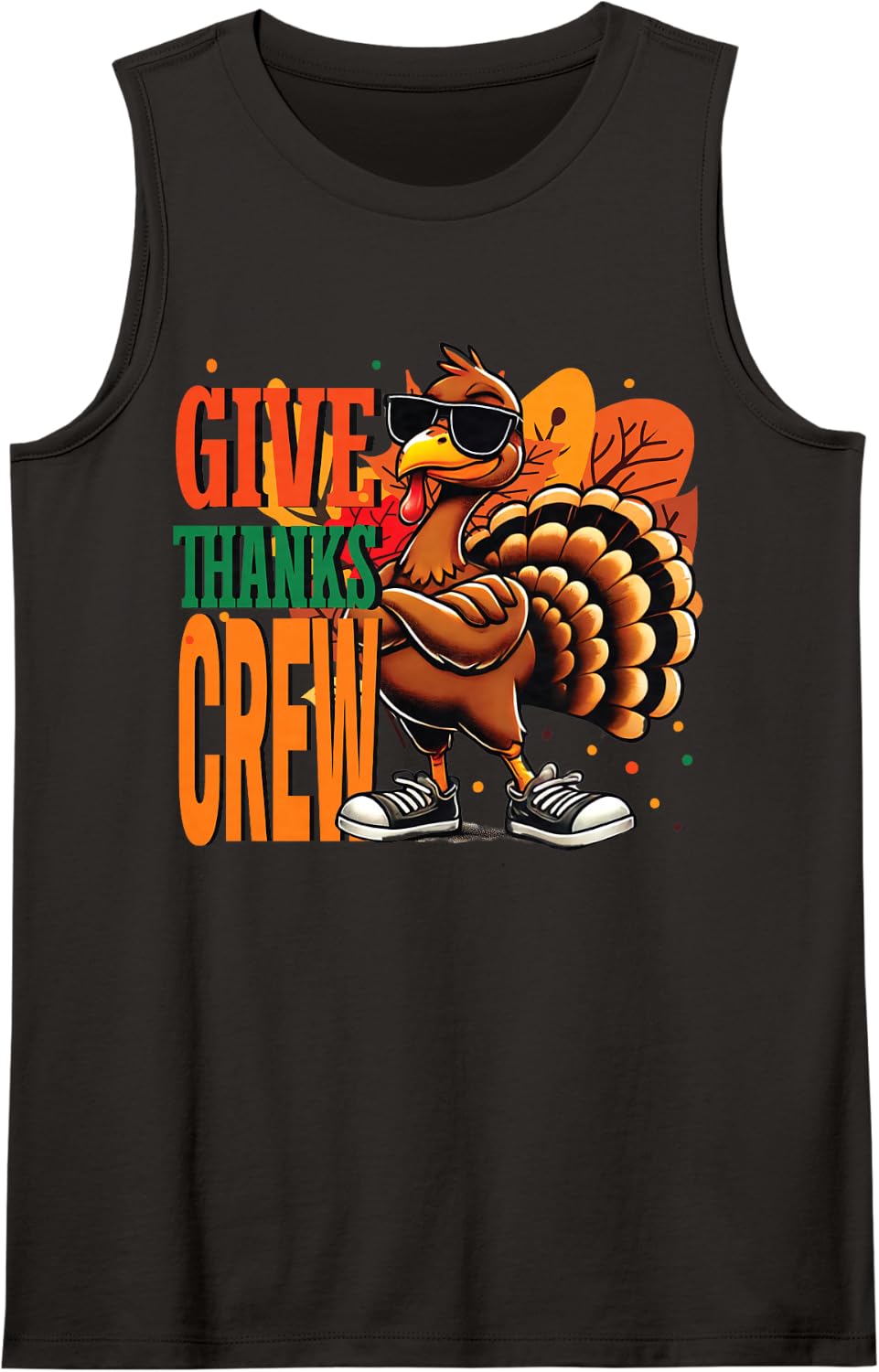 Give Thanks Crew Turkey Day Colleague Friend Group Matching Sleeveless Tank Top - Black