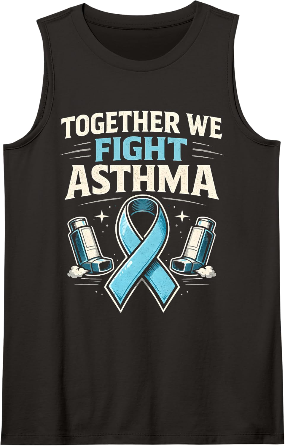 Asthma Awareness Together We Fight Asthma Lungs Ribbon Sleeveless Tank Top - Black