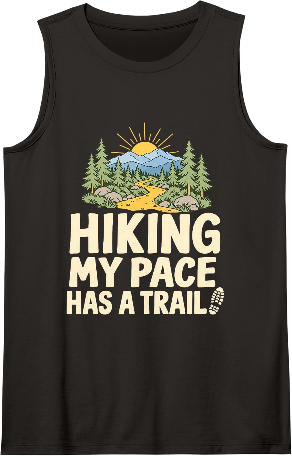 Hiking Trail Lover Outdoor Adventure Mountain Hiker Life Sleeveless Tank Top - Black