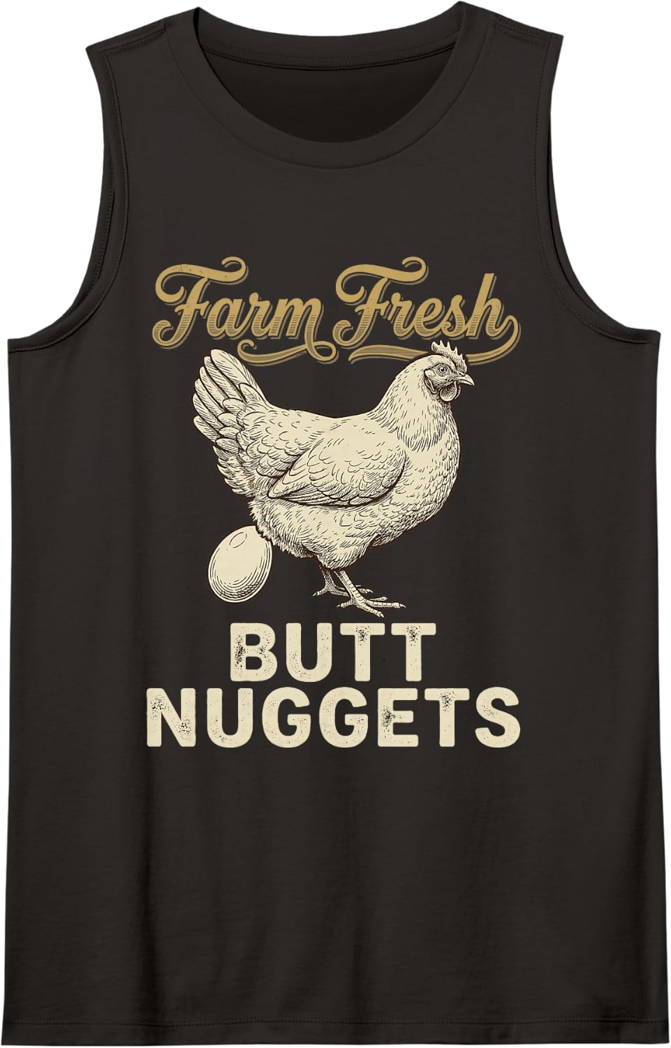Farm Fresh Butt Nuggets Funny Chicken Eggs Farmer Poultry Sleeveless Tank Top - Black