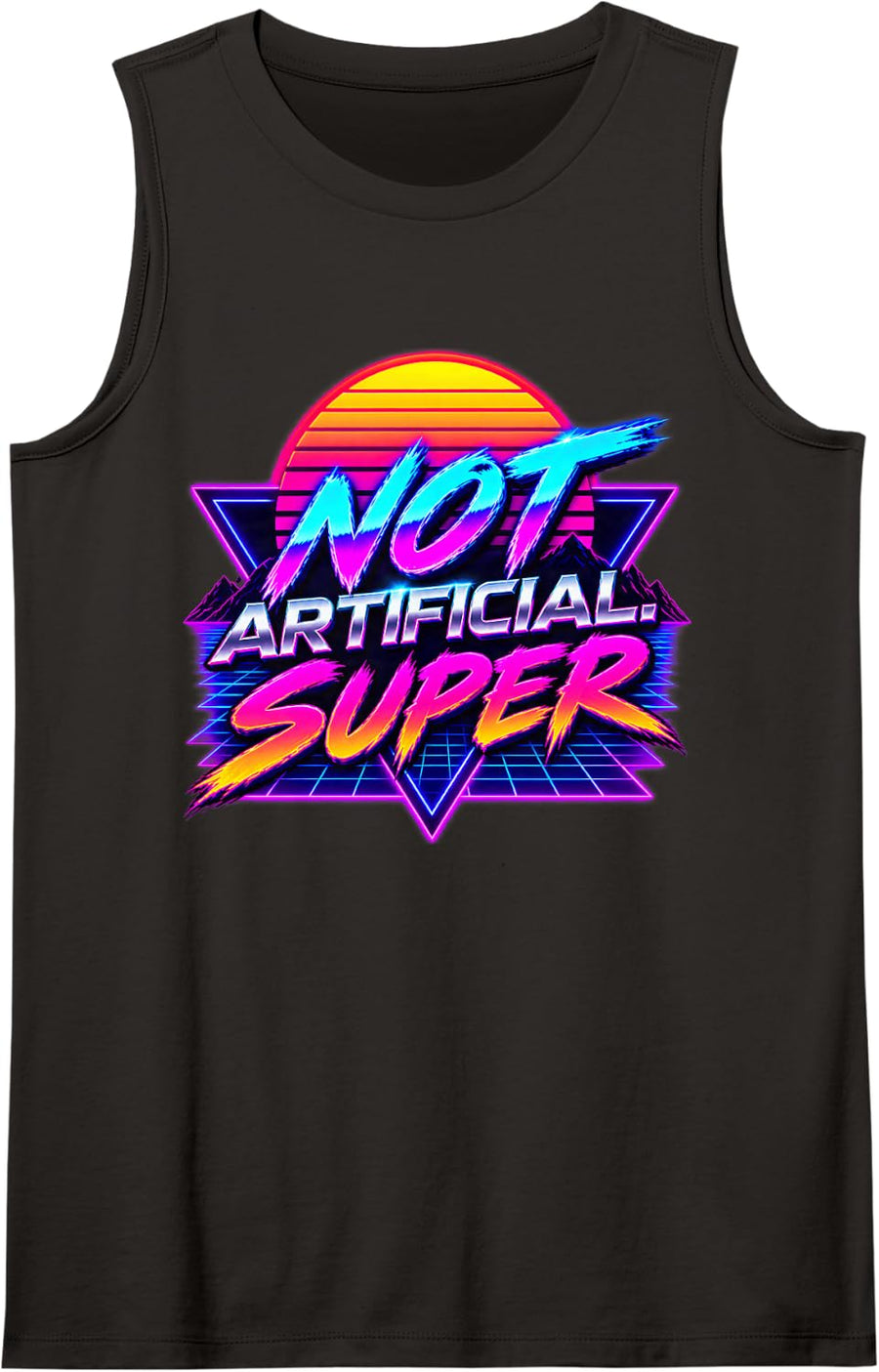 Not Artificial Super Retro Synthwave Sleeveless Tank Top - Black