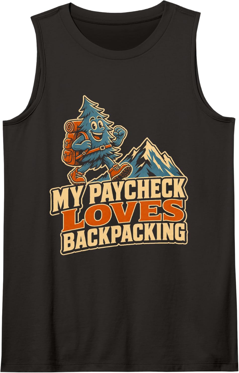 My Paycheck Loves Backpacking Mountain Hiking Sleeveless Tank Top - Black